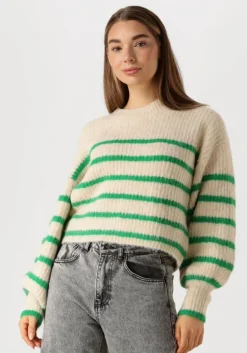 groene co'couture trui coralie crop stripe o-knit