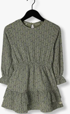 groene daily7 mini jurk dress longsleeve flower