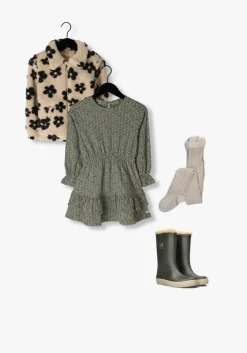 groene daily7 mini jurk dress longsleeve flower