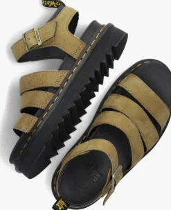 groene dr martens platte sandalen blaire