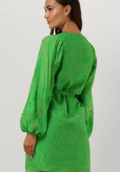 groene freebird mini jurk wv-leaf-jacquard-ra-23-3