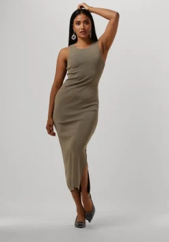 groene gestuz midi jurk briellegz sl rib dress