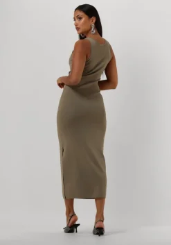 groene gestuz midi jurk briellegz sl rib dress