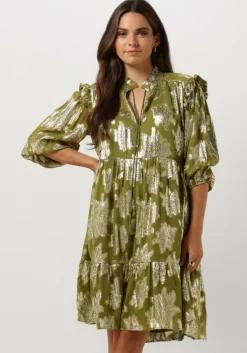 groene janice mini jurk jurk print lurex jimmy