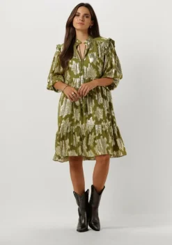 groene janice mini jurk jurk print lurex jimmy