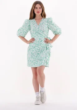 groene just female mini jurk garden wrap dress