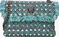 groene kurt geiger london schoudertas tweed mini kensington