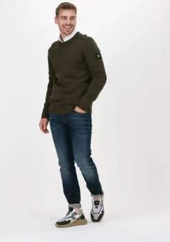 groene lyle & scott trui shoulder detail crew neck knit