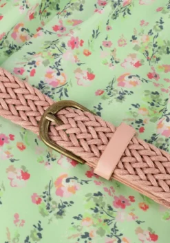 groene nono mini jurk maan floral wide dress + belt