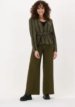 groene notes du nord wijde broek oliana pants dark olive