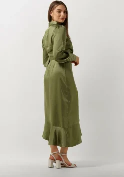 groene notre-v midi jurk nv-dorissa satin dress