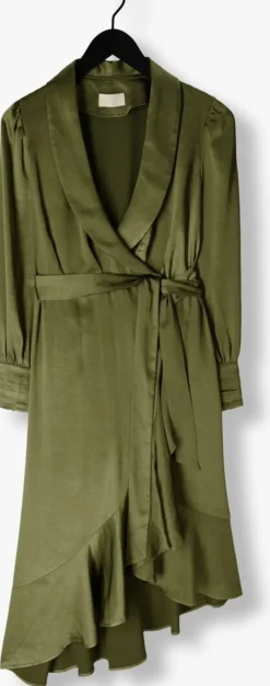 groene notre-v midi jurk nv-dorissa satin dress