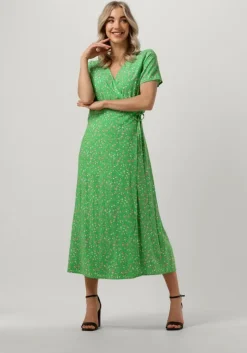 groene object midi jurk objema elise s/s long wrap dress