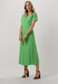 groene object midi jurk objema elise s/s long wrap dress
