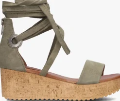 groene omoda sandalen met hak 722007