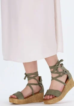 groene omoda sandalen met hak 722007