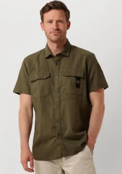 groene pme legend casual overhemd short sleeve shirt ctn/linen