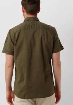 groene pme legend casual overhemd short sleeve shirt ctn/linen