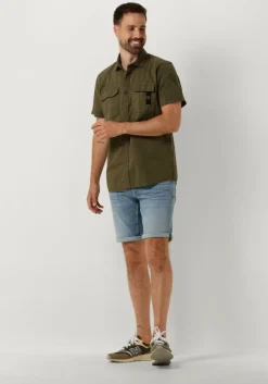 groene pme legend casual overhemd short sleeve shirt ctn/linen