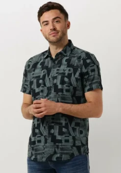 groene pme legend casual overhemd short sleeve shirt print on ctn slub