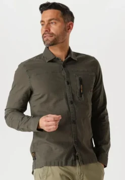 groene pme legend casual overhemd long sleeve shirt mattweave