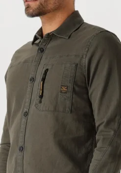 groene pme legend casual overhemd long sleeve shirt mattweave