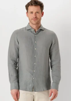groene profuomo klassiek overhemd shirt x-cutaway linen