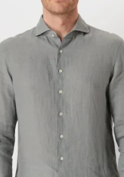 groene profuomo klassiek overhemd shirt x-cutaway linen