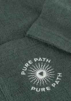 groene pure path casual overhemd structured shortsleeve shirt with chest pocket and embroidery