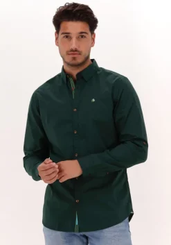 groene scotch & soda casual overhemd slim-fit contrast trimmed poplin shirt