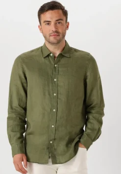 groene scotch & soda casual overhemd regular fit linen shirt