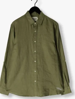 groene scotch & soda casual overhemd regular fit linen shirt