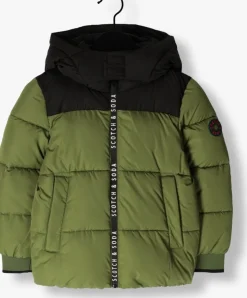 groene scotch & soda gewatteerde jas water repellent hooded puffer jacket