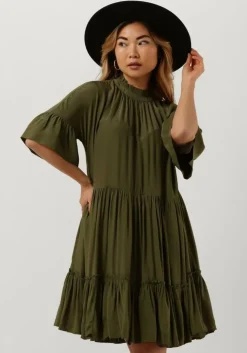 groene scotch & soda mini jurk short dress with ruffle sleeve detail
