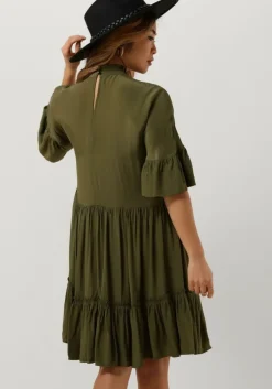 groene scotch & soda mini jurk short dress with ruffle sleeve detail