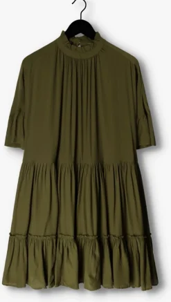 groene scotch & soda mini jurk short dress with ruffle sleeve detail