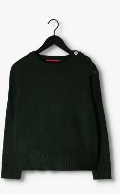 groene scotch & soda trui relaxed fit pullover with button detail