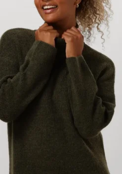 groene selected femme midi jurk slfmaline ls knit dress high neck