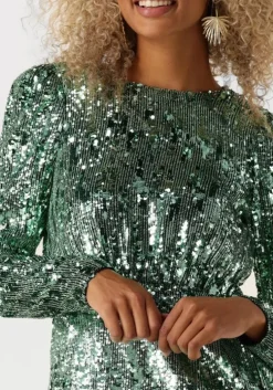 groene selected femme mini jurk slfari-colyn ls short sequins