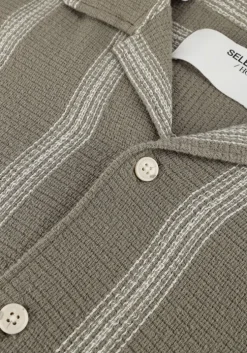 groene selected homme casual overhemd slhrelax-sal shirt ss resort
