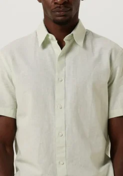 groene selected homme casual overhemd slhslimnew-linen shirts ss classic w