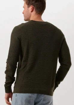 groene selected homme trui slhross ls knit structure crew neck noos