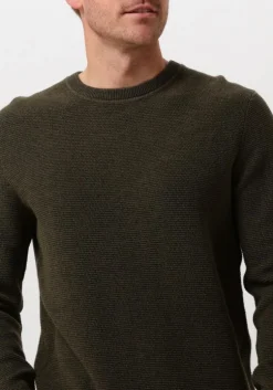 groene selected homme trui slhross ls knit structure crew neck noos