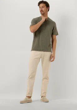 groene selected homme t-shirt slhberg linen ss knit tee noos