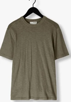 groene selected homme t-shirt slhberg linen ss knit tee noos