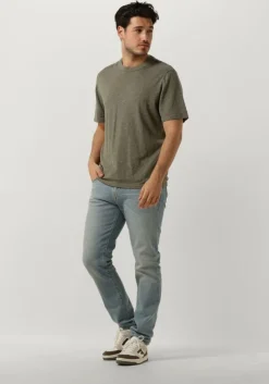 groene selected homme t-shirt slhberg linen ss knit tee noos