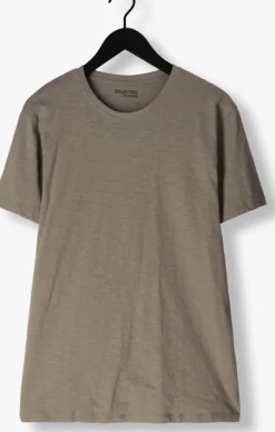 groene selected homme t-shirt slhaspen slub ss o-neck tee noos