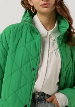 groene stand studio gewatteerde jas sage coat