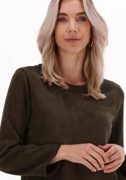 groene summum mini jurk dress bonded suedine