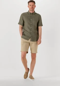groene tommy hilfiger casual overhemd pigment dyed linen rf shirt s/s